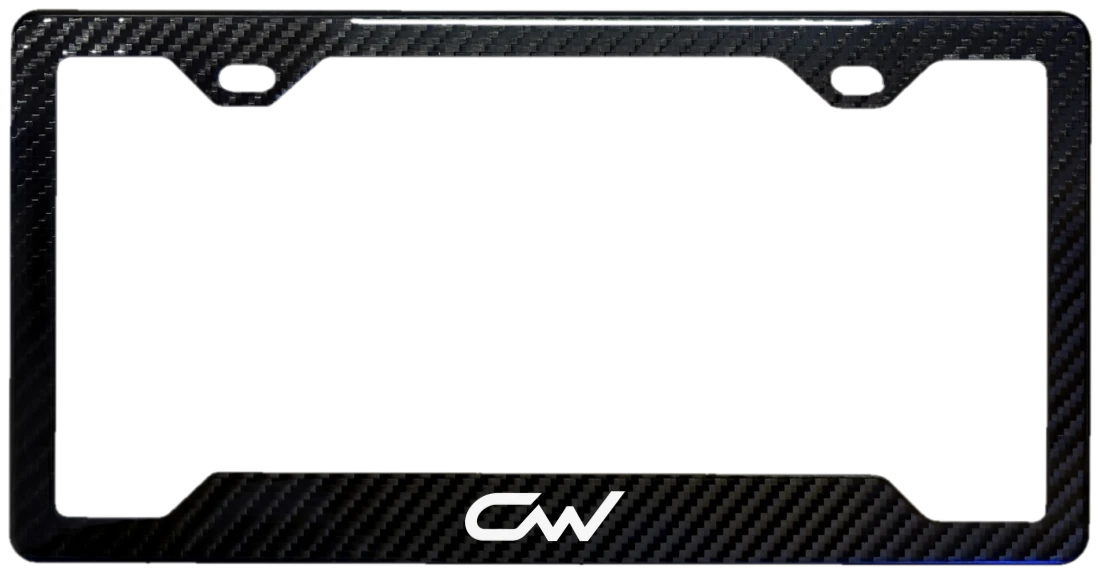 Carbon fiber license plate frame with the Carbonworxz logo